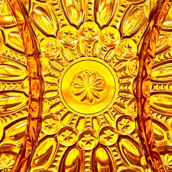 LE Smith Moon and Stars Amber Glass Divided VTG 1960s MCM Relish Candy Dish EUC - Picture 3 of 10